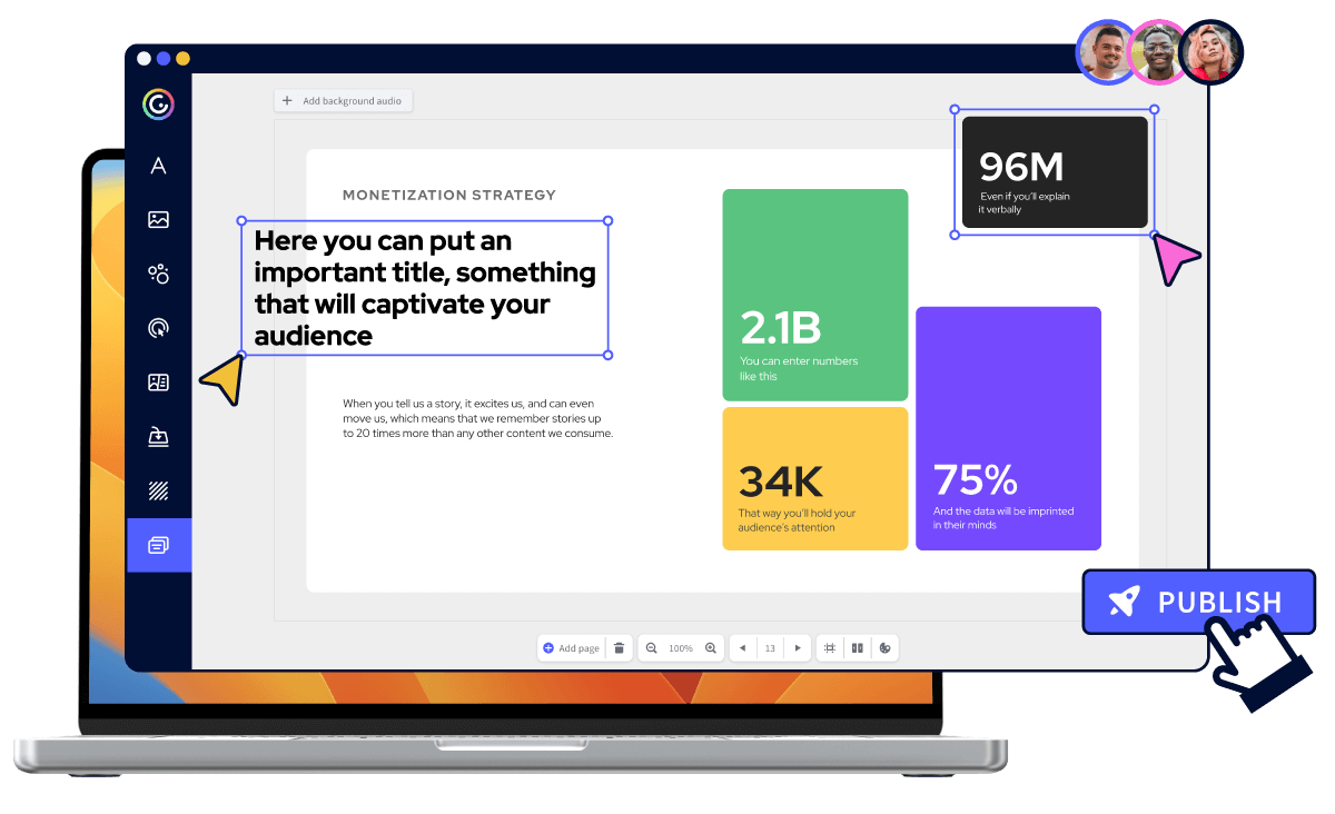 Genially interactive content tool panel