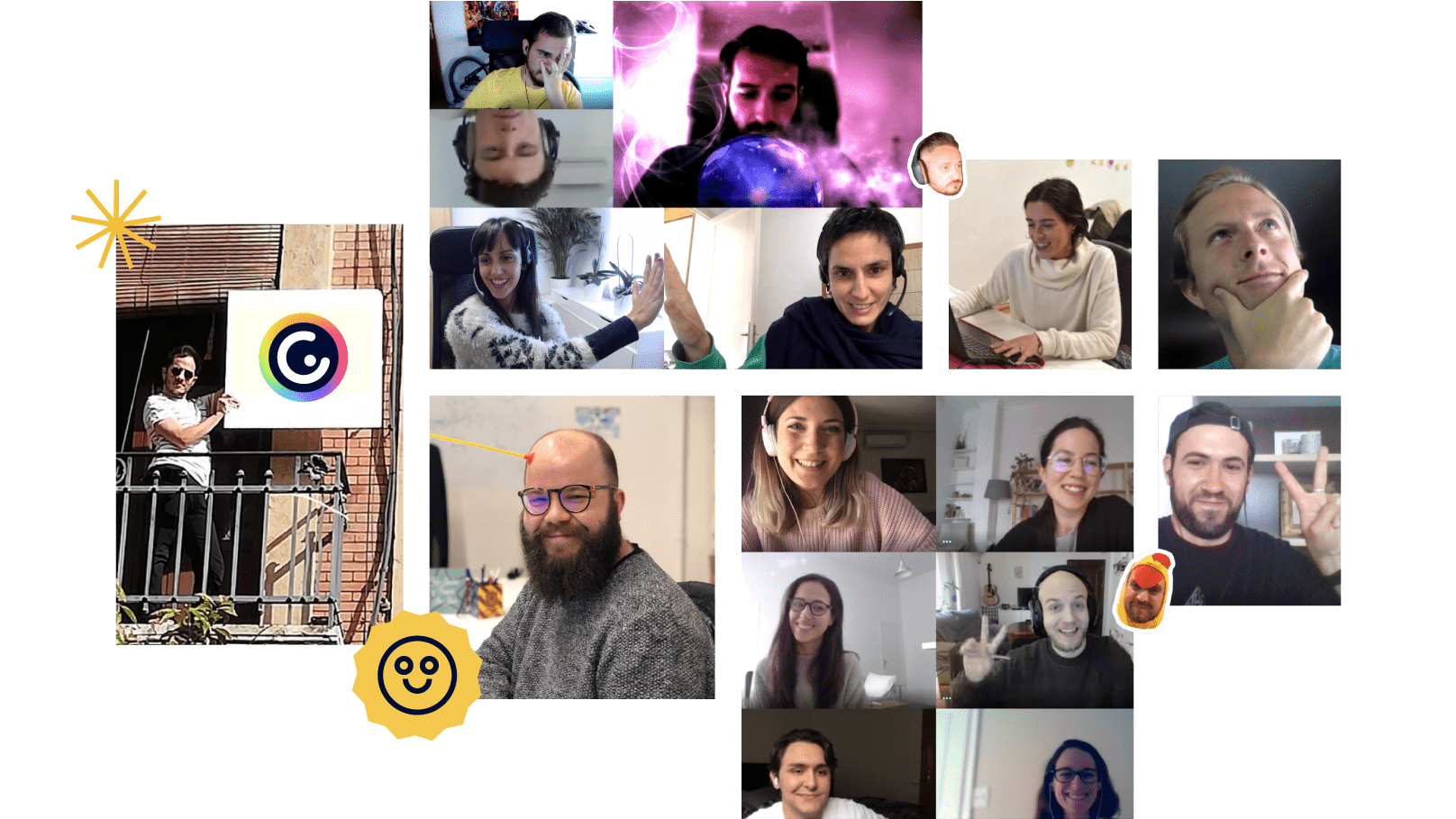 Colagem com fotos da equipe Genially