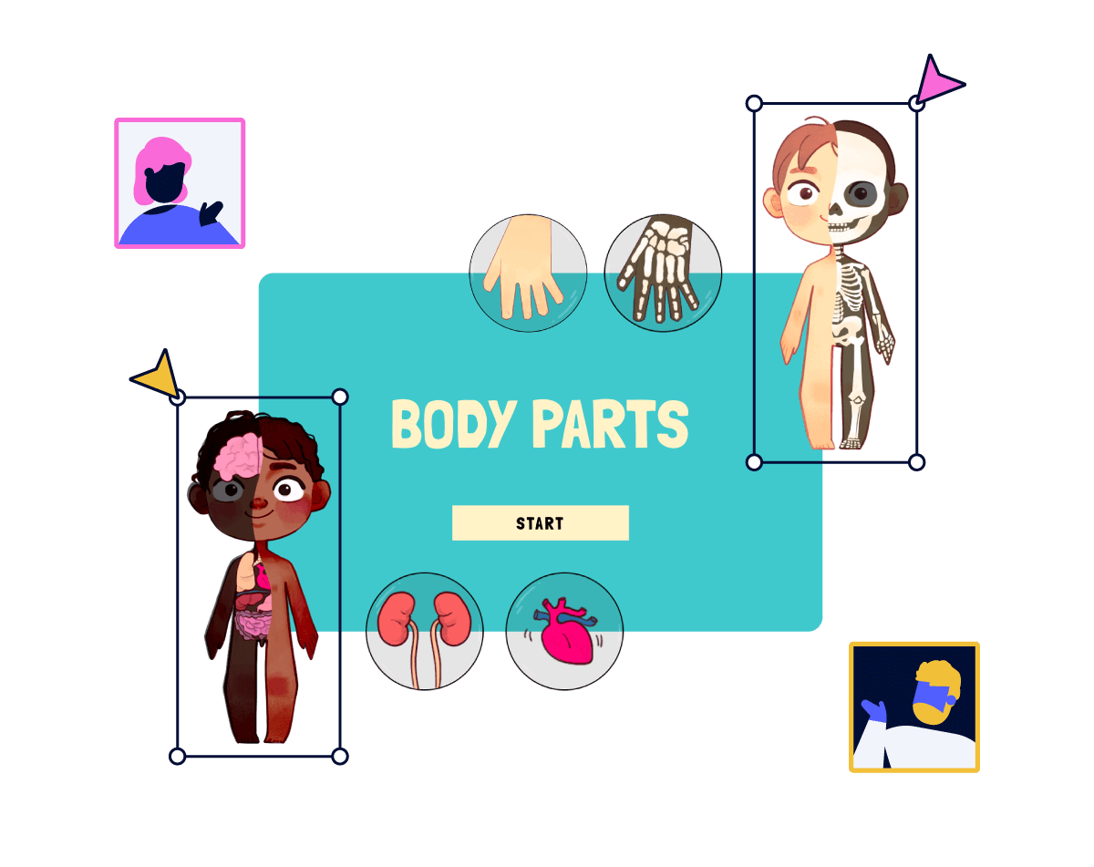 Interactive illustration of the human body in the tool Genially