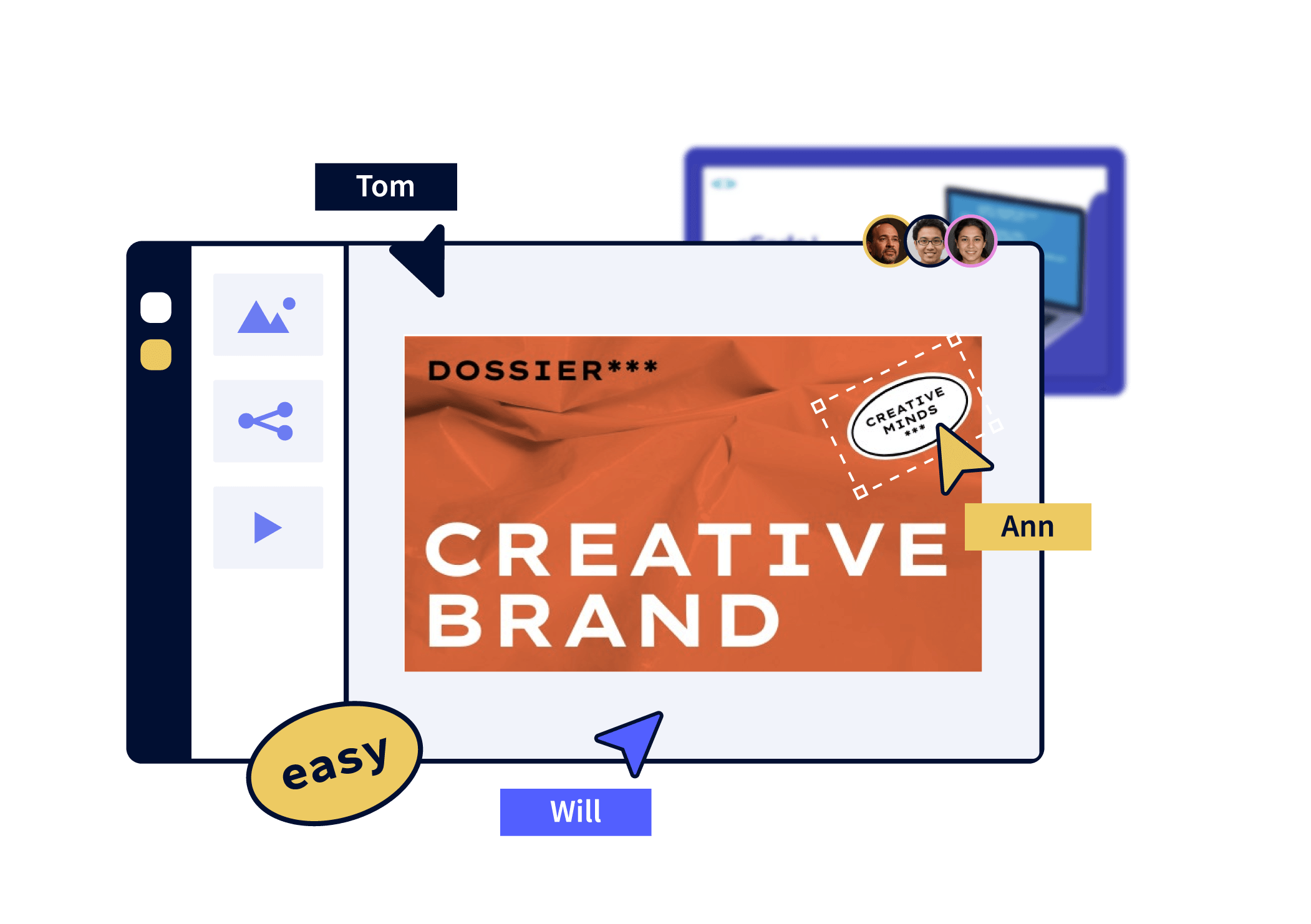 A montage of several people collaboratively editing a Genially tool creation.