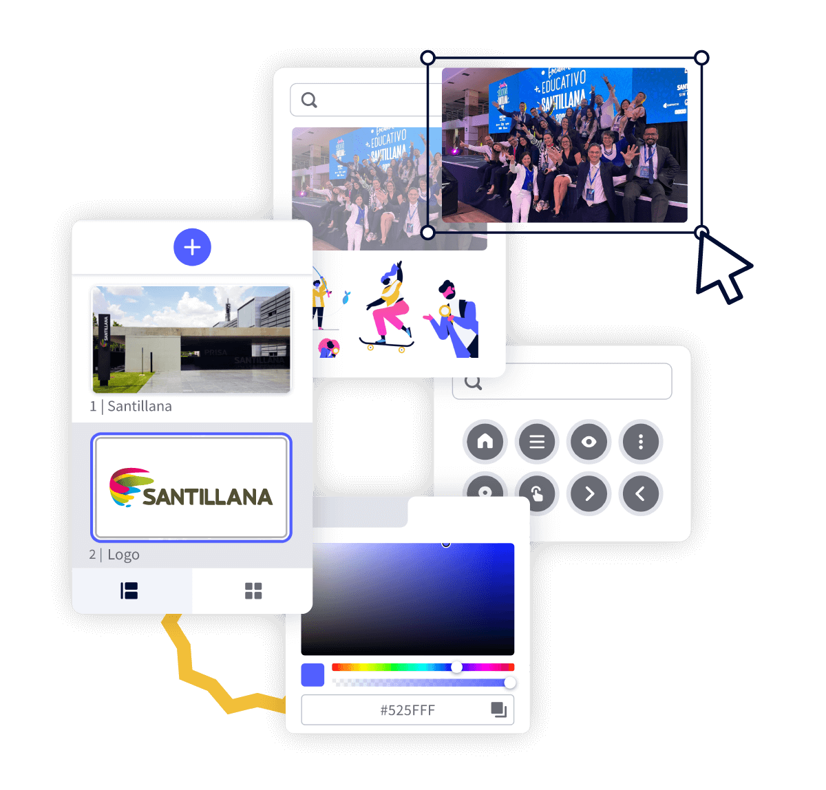 Interactive image of the Santillana Latin America team in the Genially tool