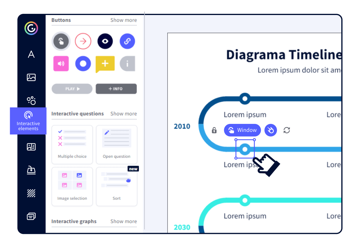 Interactive timeline template editing